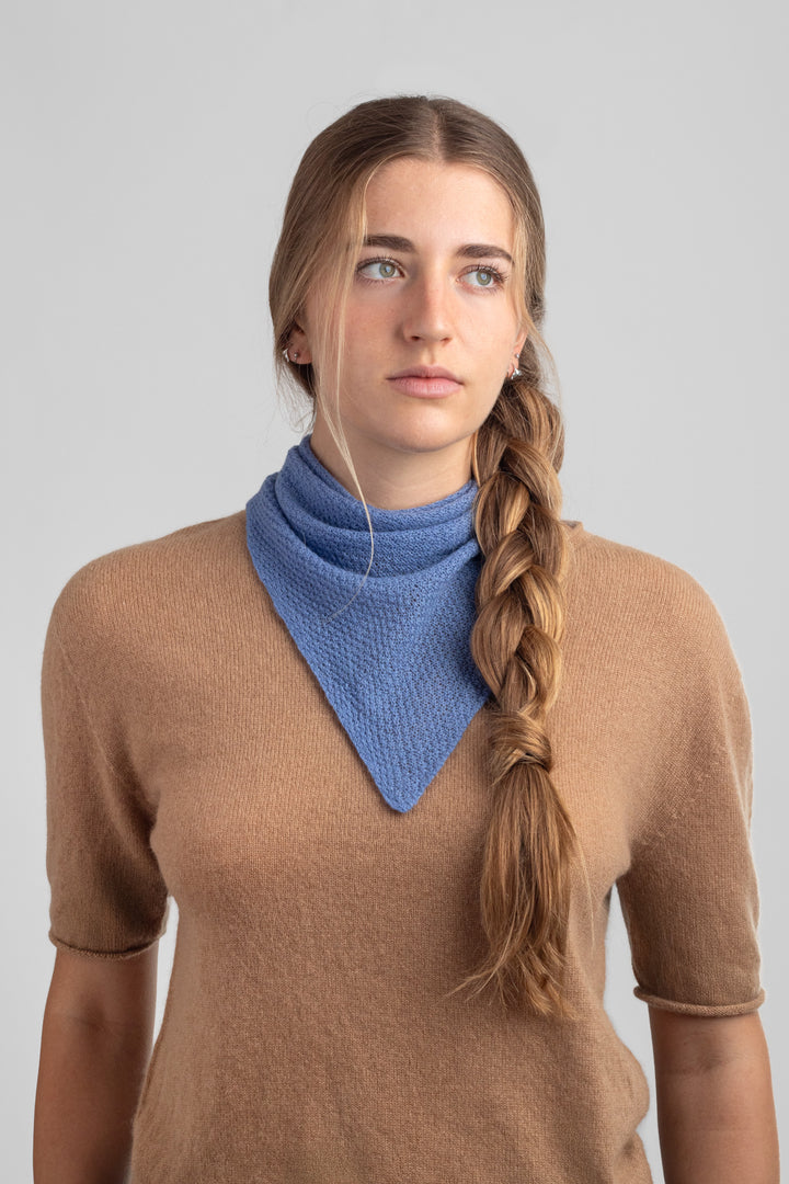 Cashmere triangle scarf #colour_estate-blue