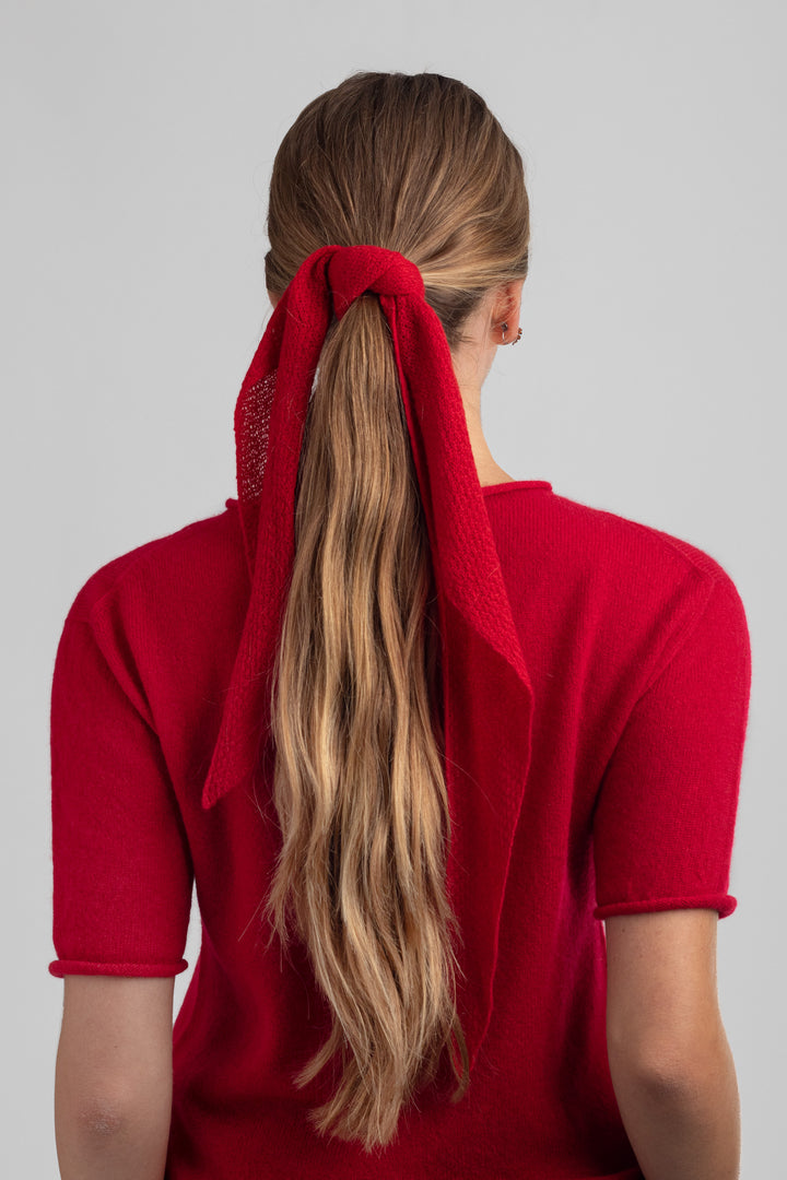 Cashmere triangle scarf #colour_ruby-red