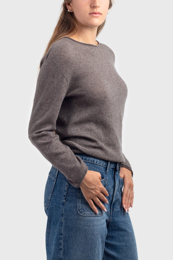 long sleeve cashmere t shirt - #colour_elk-brown