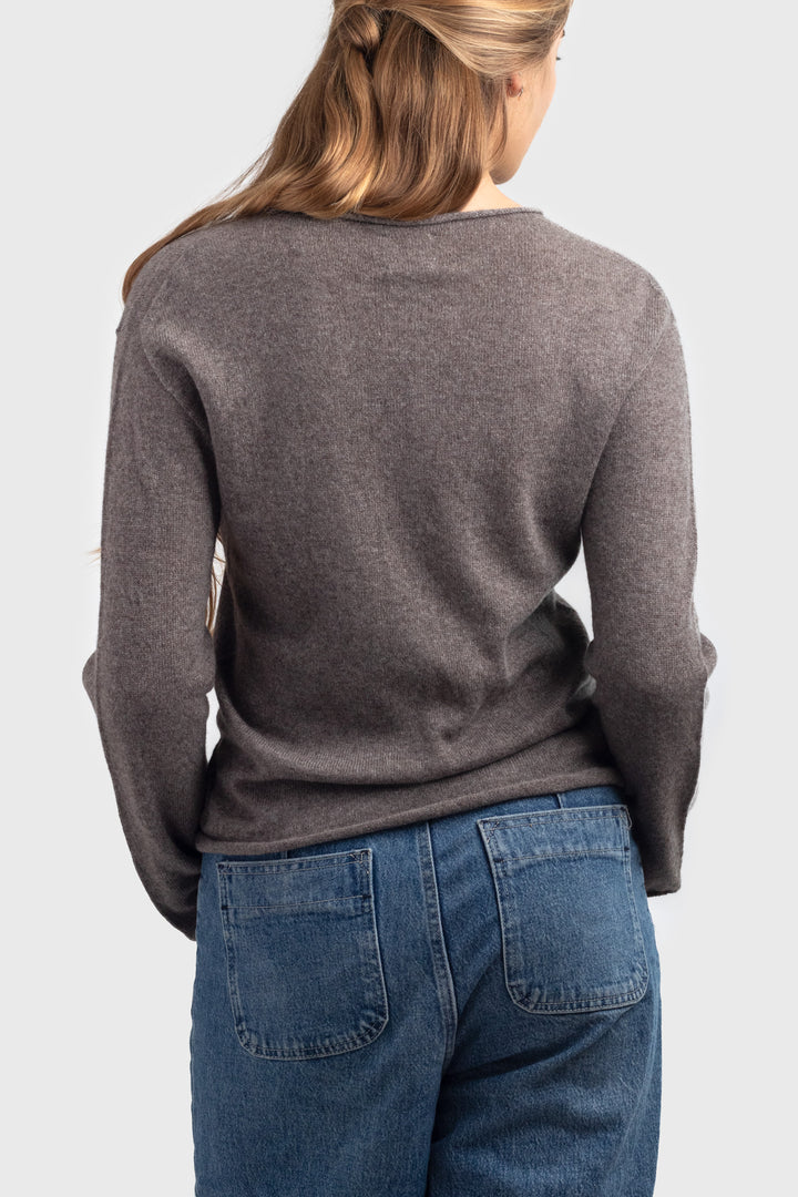 long sleeve cashmere t shirt - #colour_elk-brown