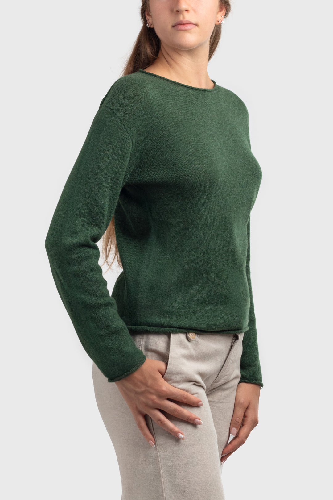 long sleeve cashmere t shirt - #colour_serpentine