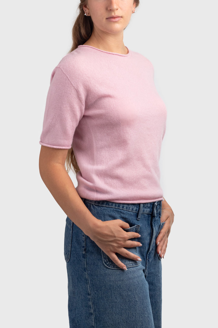 long sleeve cashmere t shirt - #colour_glamour-pink